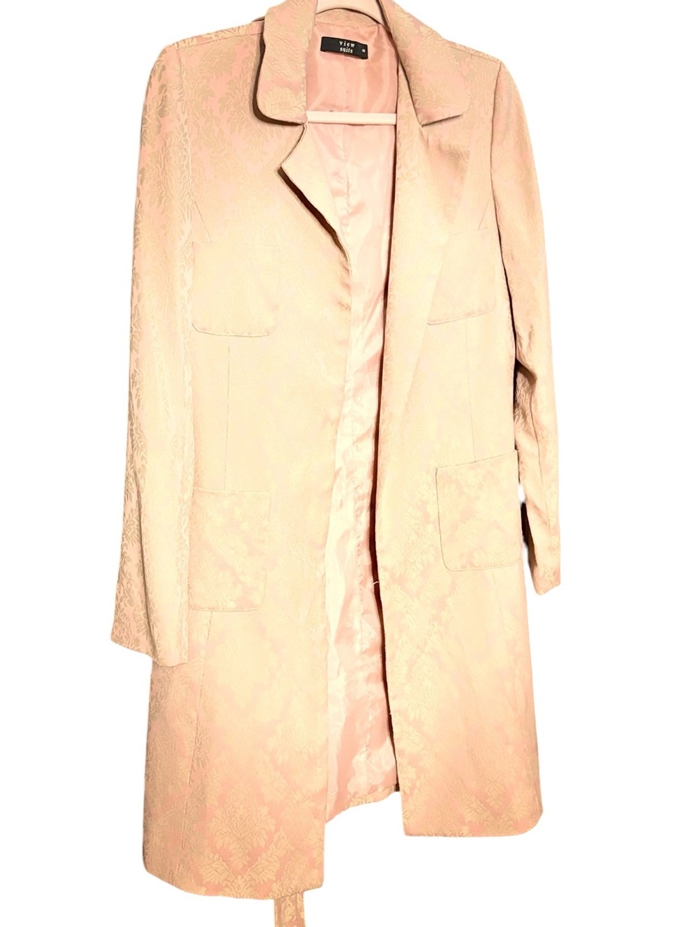 View Suits Vintage Inspired NdBlush Pink Paisley Print Open Belted Trench sz 8